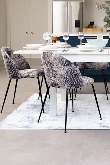 White gloss extending shop dining table next