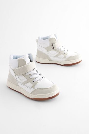 Neutral Elastic Lace Touch Fastening High Top Trainers