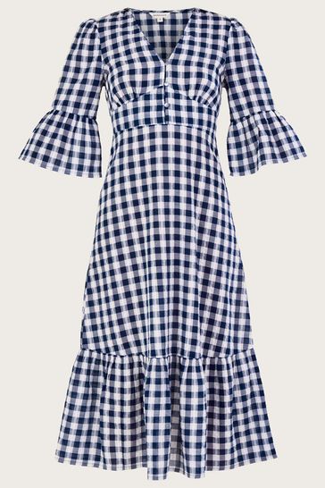 Blue gingham overall dress outlet