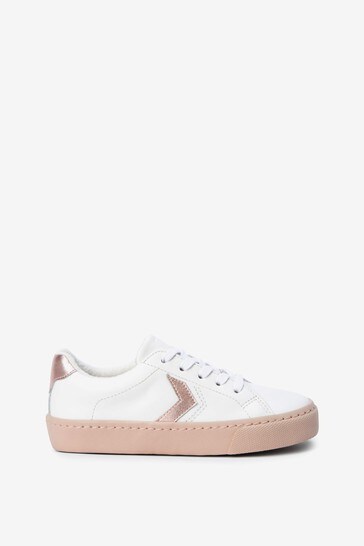 White/Rose Gold Leather Trainers