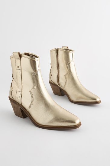 Champagne Gold Extra Wide Fit Forever Comfort Ankle Western Cowboy Boots