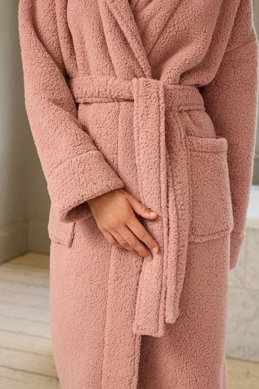 Pink borg dressing gown clearance