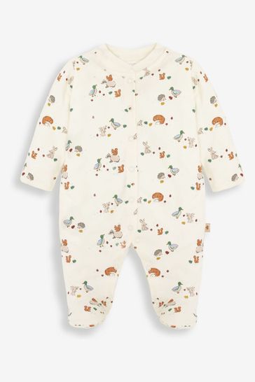 JoJo Maman B b Indigo 2 Piece Woodland Sleepsuit Embroidered Pocket Jacket Set