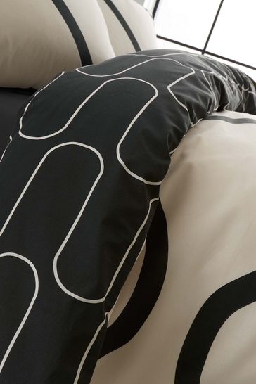 Catherine Lansfield Natural Linear Curve Geometric Reversible Duvet Cover and Pillowcase Set