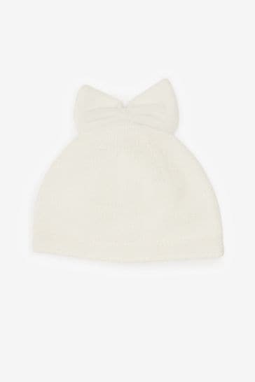Cream Bow Baby Hat (0mths-2yrs)