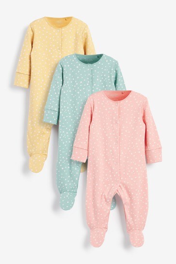 Bright Spot Baby 3 Pack Printed Sleepsuits (0mths-2yrs)