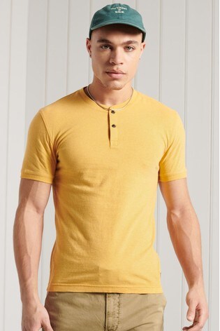 Superdry Yellow Organic Cotton Short Sleeved Henley T-Shirt