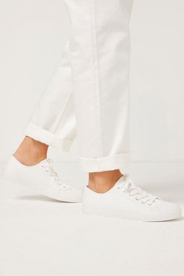 White Regular/Wide Fit Baseball Canvas Trainers