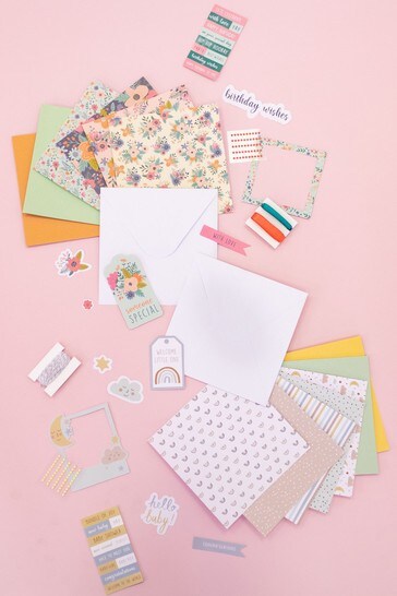 Violet Studio Set of 2 Blue Floral & Baby Themed Card Making Kits