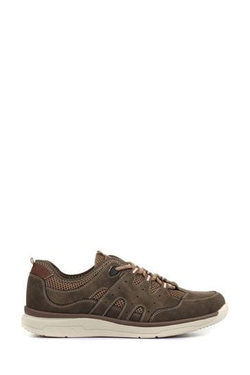 Pavers Brown Mens Wide Fit Lace-Up Trainers