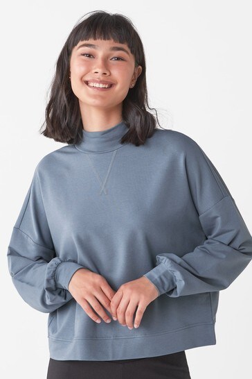 Blue Modal Crop Sweatshirt