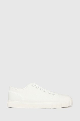 Schuh White Marlo Canvas Lace Up Trainers