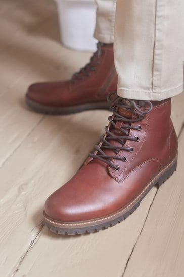 Brown Tall Zip Cleated Boots