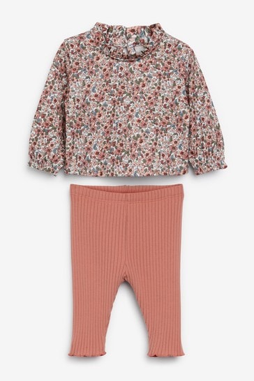 Laura Ashley Rust Ditsy Floral Long Sleeve T-Shirt and Leggings Set