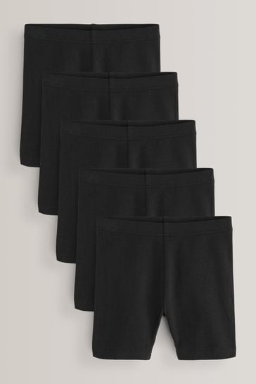Black 5 Pack Cotton Rich Stretch Cycle Shorts (3-16yrs)