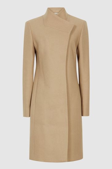 camel wool double breasted coat