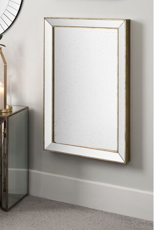 Pacific Gold Foxed Glass Rectangle Mirror