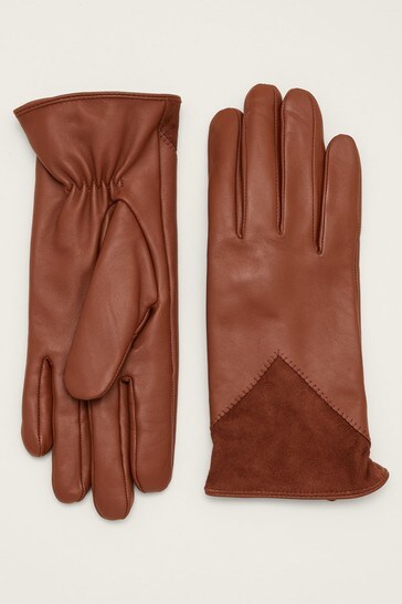 Phase EIght Brown Daizy Leather Gloves