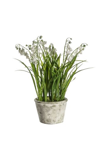 Gallery Direct White Artificial Small Lily Of The Valley In Pot Artificial Flowers