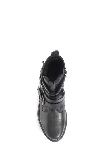 Ladies black leather biker boots new arrivals