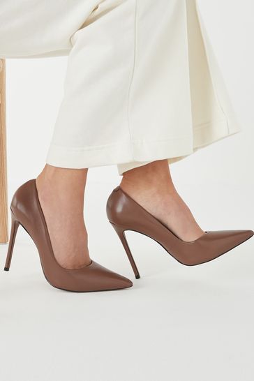 Buy Taupe Signature Leather Court Shoes from Next Luxembourg