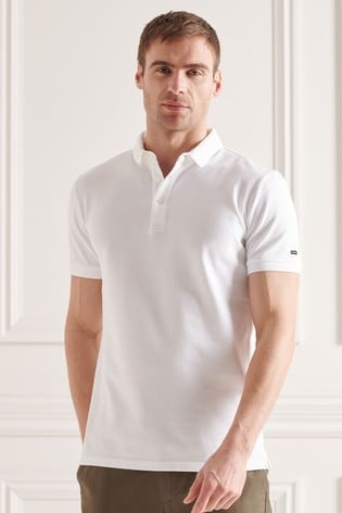 Superdry White Organic Cotton City Pique Polo Shirt