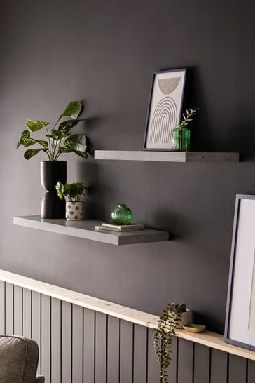 Grey Concrete Effect Floating Wall Shelf