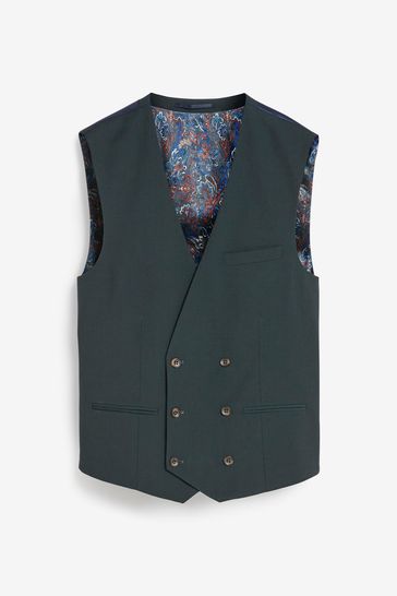 Buy Green Double Breasted Waistcoat from Next Luxembourg