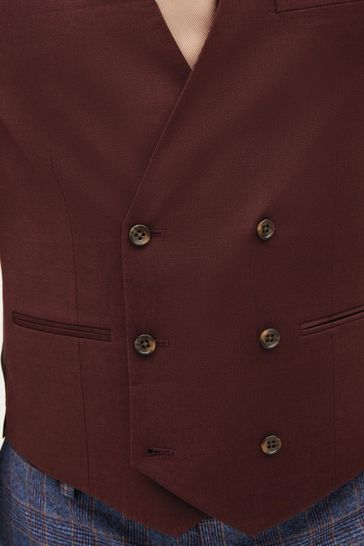 Double breasted 2025 burgundy waistcoat