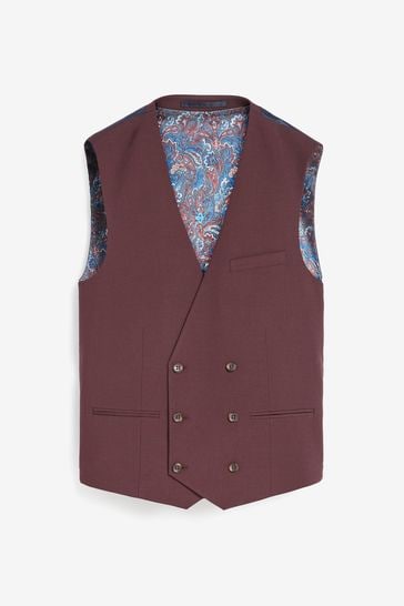 Buy Burgundy Red Double Breasted Waistcoat from Next Luxembourg