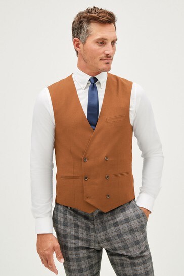 Buy Ochre Yellow Double Breasted Waistcoat from Next Luxembourg