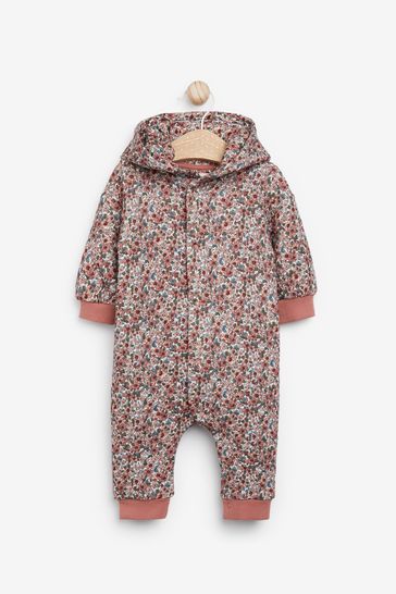 Laura Ashley Pink Ditsy Floral Quilted Pramsuit