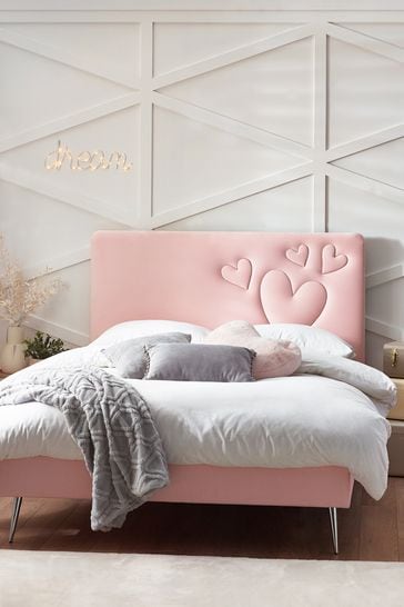 Pink heart store bed frame