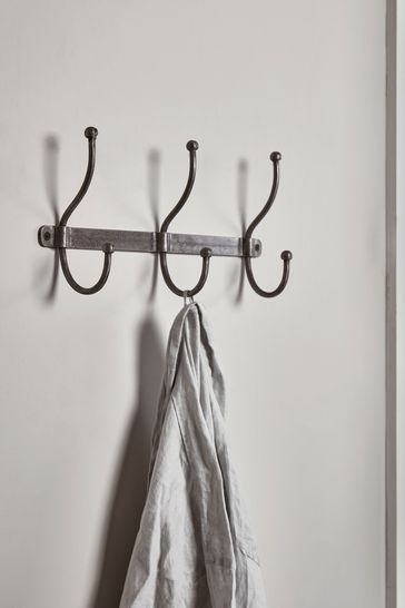 Cox & Cox Pewter Grey Distressed Industrial Small Metal Hooks
