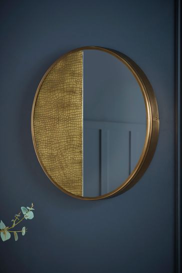 Cox & Cox Gold Textured Panel Round Mirror