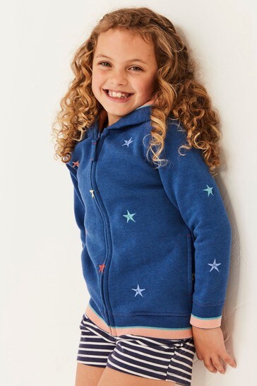 FatFace Star Embroidered Zip Through Sweater