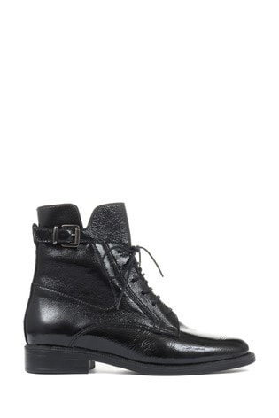 Jones Bootmaker Sorrento Patent Leather Ladies Combat Boots
