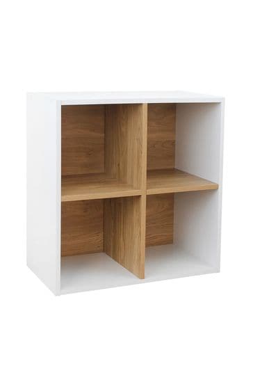 4 Cube Storage Unit in White and Oak Effect By Lloyd Pascal