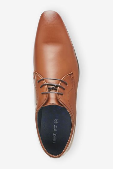 Buy Tan Brown Wide Fit Leather Plain Derby Shoes from Next United