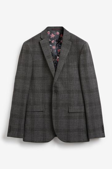 H&m grey top checked blazer