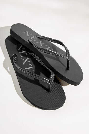 Buy Black Plaited Flip Flop from Next Denmark