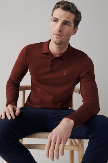 Red with Stag Embroidery Next Knitted Polo Shirt