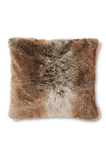 Buy Laura Ashley Chocolate Brown Hexham Faux Fur Cushion from Next