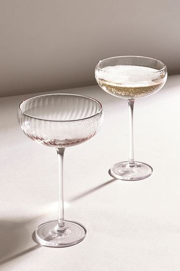 Buy Clear Sienna Champagne Flute Glasses Set of 2 Champagne Saucers from Next Luxembourg