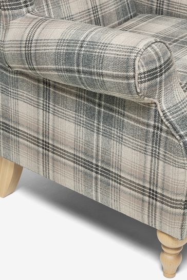 Buy Versatile Check Nevis Grey Sherlock Highback Armchair from the