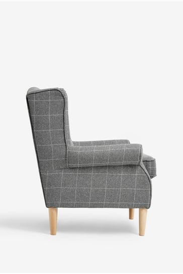 Buy Tweedy Check Lawson Mid Grey Small Sherlock Highback Armchair