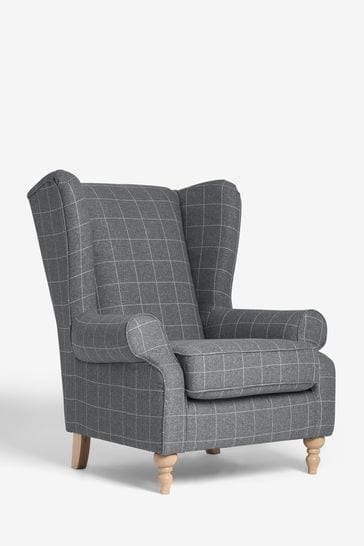 Buy Tweedy Check Lawson Mid Grey Grande Sherlock Highback Armchair