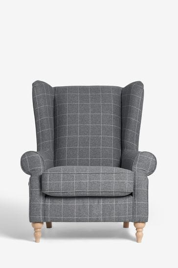 Buy Tweedy Check Lawson Mid Grey Grande Sherlock Highback Armchair