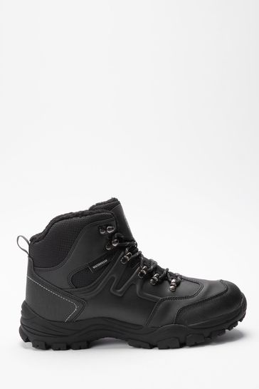 Black Waterproof Borg Lined Walking Boots