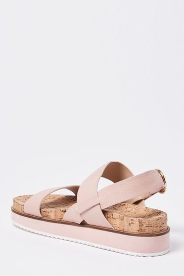 Buy Oliver Bonas Pink And Gold Fleck Leather Flatform Sandals from